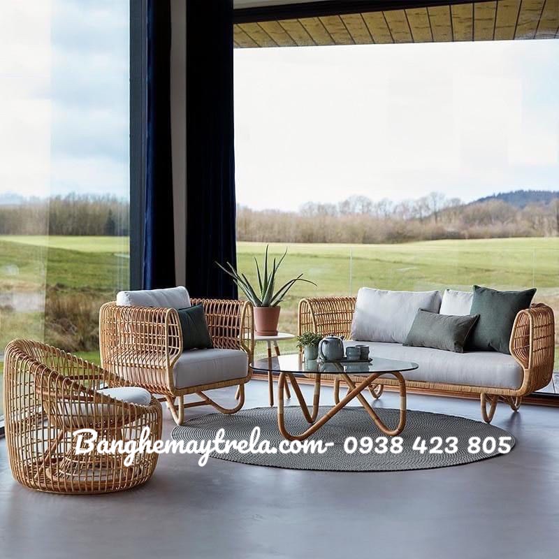 Bàn ghế sofa mây phòng khách